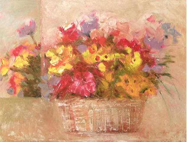 油絵 菅家令子 絵 絵画 インテリア 額付(白) uF6-110302 花