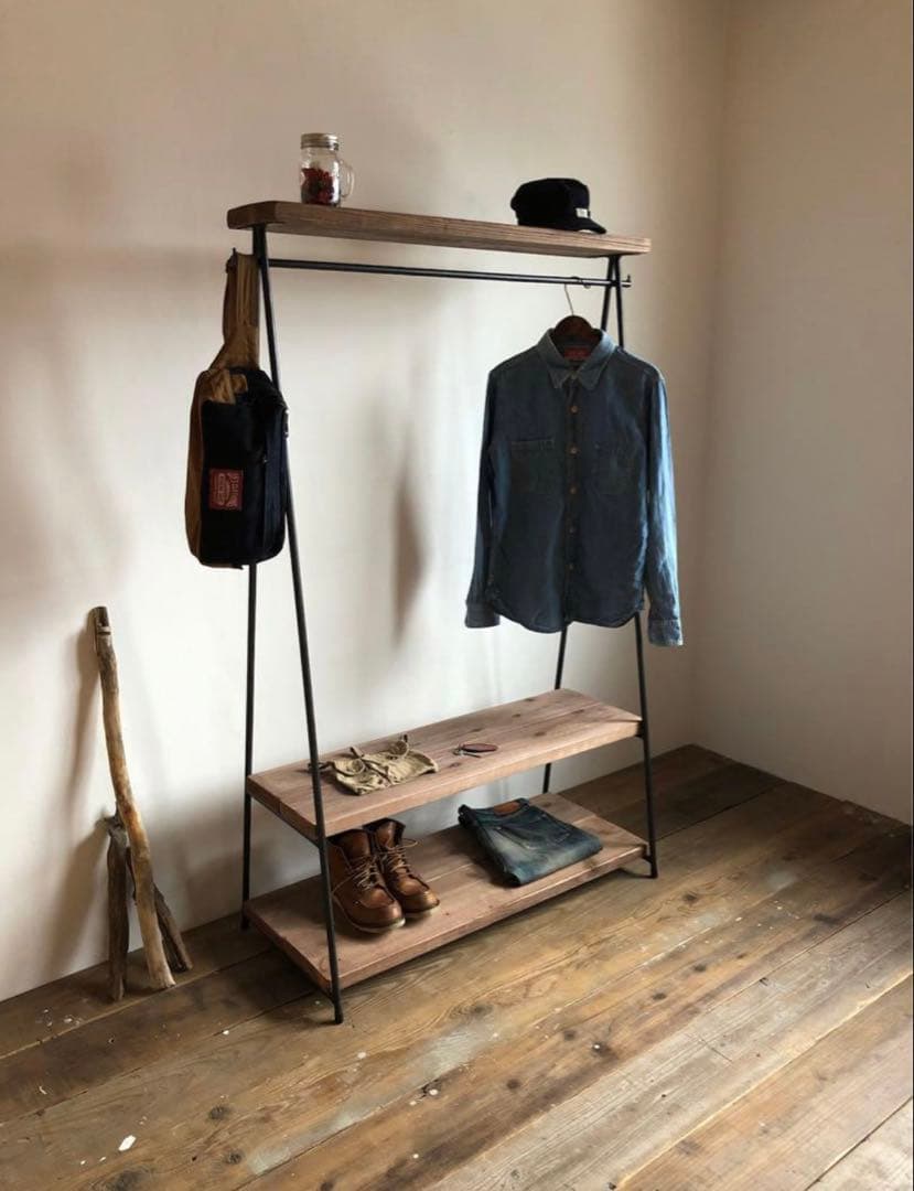 数量限定　特別価格　貴重　2段　特大　ハンガーラック　古材　ディスプレイラック