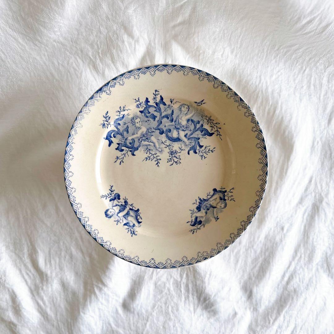 フランス アンティークプレート Onnaing キューピッド ハート