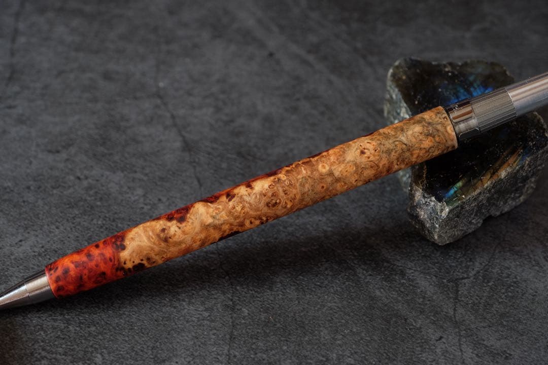 PG5木軸カスタム0170　高村杢工房製図用シャープペンシル　花梨瘤トリコロール