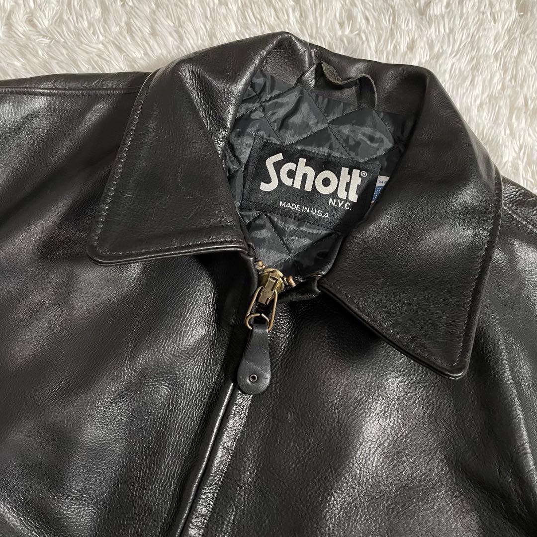 90s ショット ライダースジャケット レザージャケット Dポケット 637