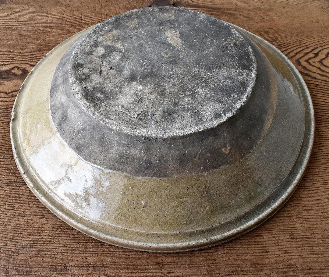 江戸中期 信楽焼 灰釉 大石皿 /瀬戸 常滑 備前 六古窯 古道具 古陶器