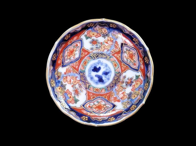 古伊万里　金襴手　橘に花鳥紋の図　豆皿　手塩皿　F222AS-fbtd