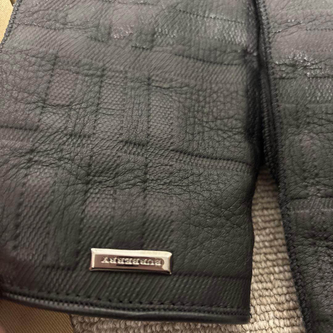 ☆バーバリー ロンドン☆メンズ☆シャドーバーバリーチェック黒レザー手袋☆