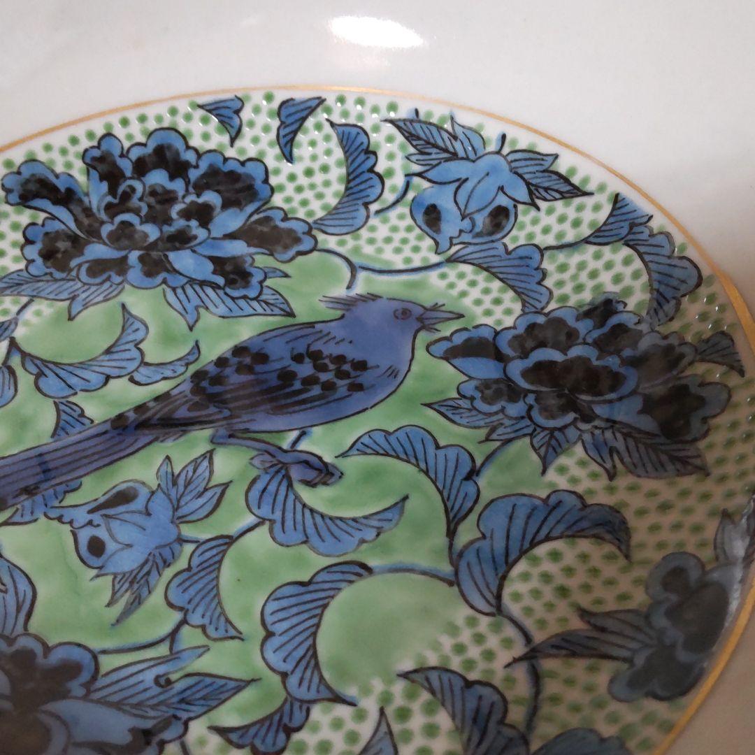 九谷焼色絵鳥更紗文鉢　北出博嗣作　【共箱】【共布】【陶歴】