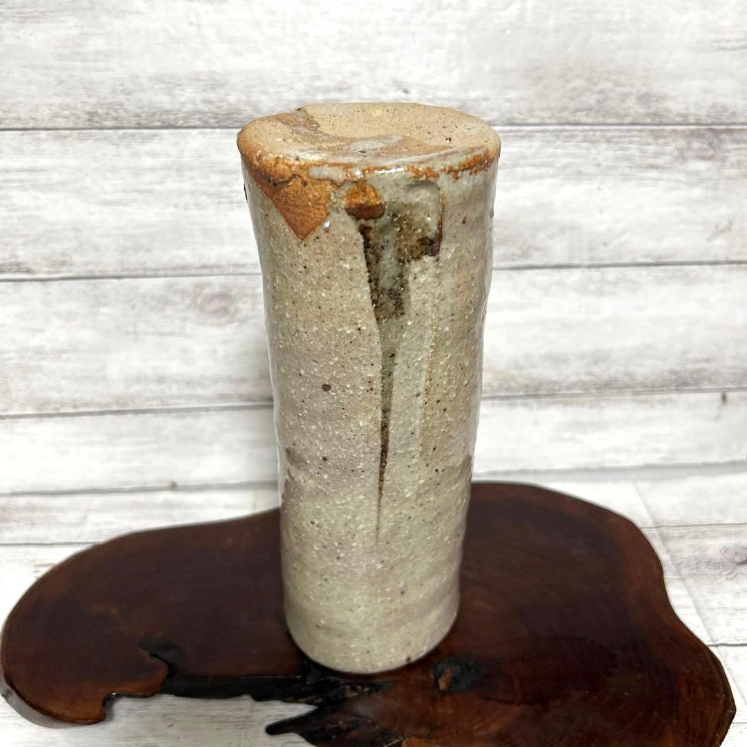 新品　京焼　清水焼　喜兵衛窯　猪飼祐一　灰釉彩竹花生　花瓶　花入　陶芸