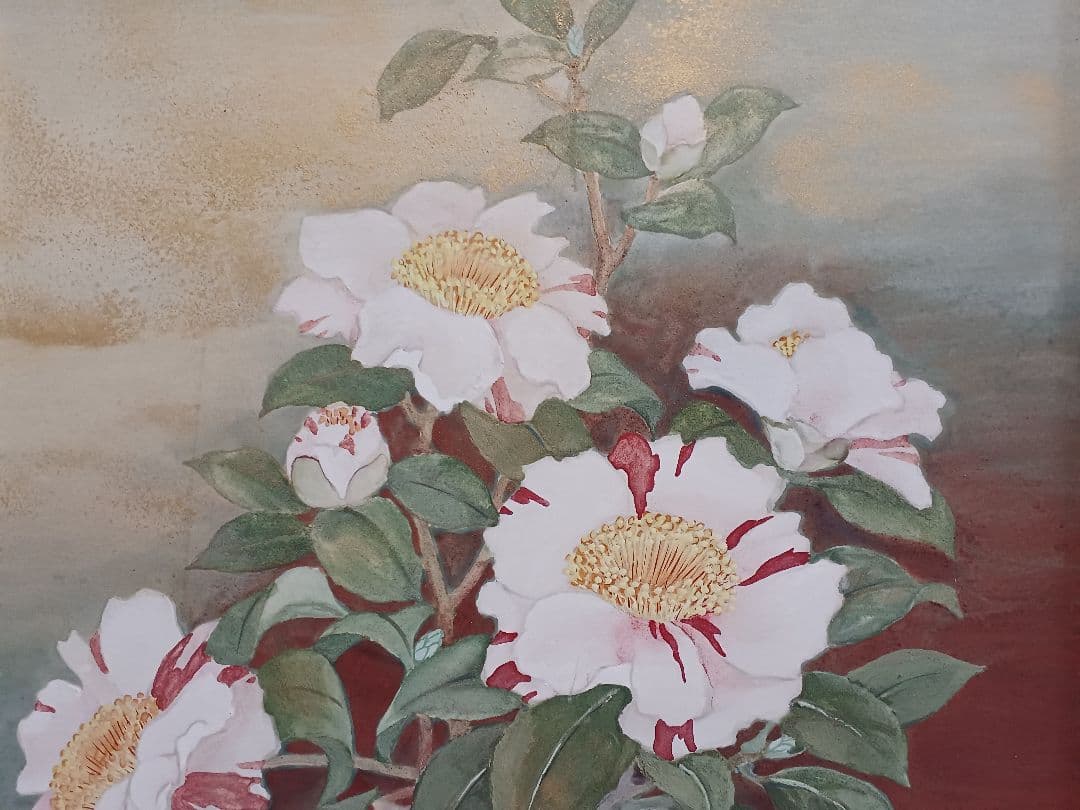 ◆ 広良　「李朝壺と沖の石」　日本画　P10号　◆