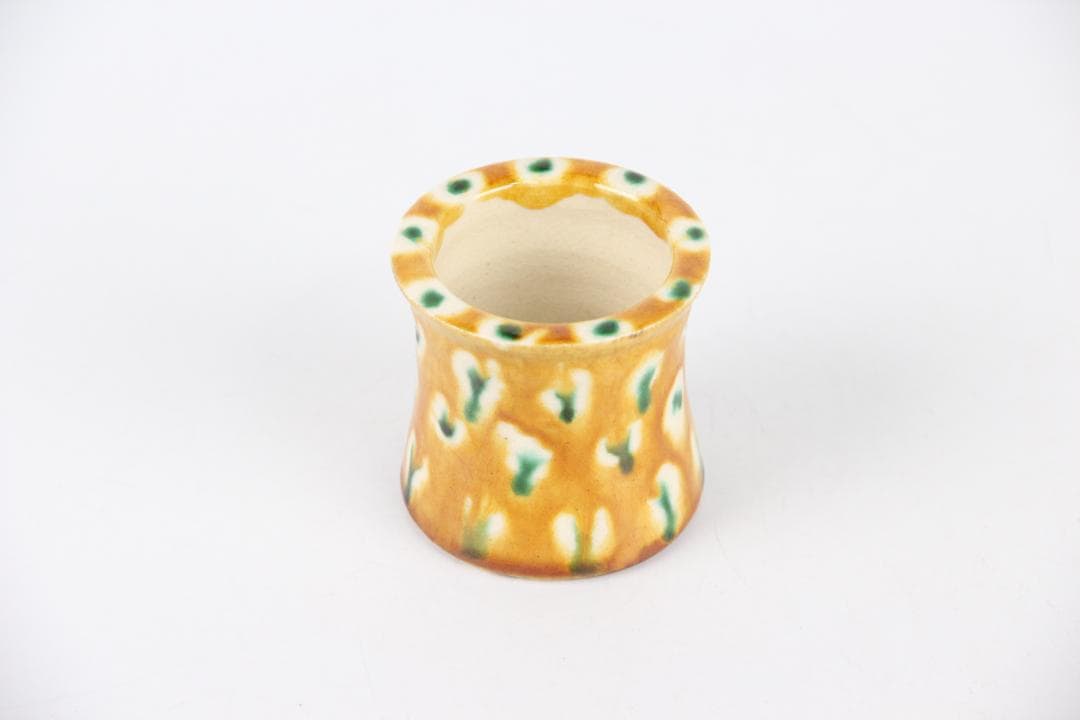 清水保孝作 三彩 蓋置 共箱付 茶道具 京焼 日本工芸会正会員 EG21-11