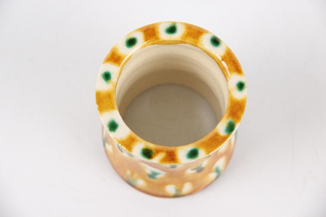 清水保孝作 三彩 蓋置 共箱付 茶道具 京焼 日本工芸会正会員 EG21-11