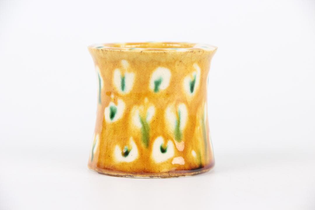 清水保孝作 三彩 蓋置 共箱付 茶道具 京焼 日本工芸会正会員 EG21-11