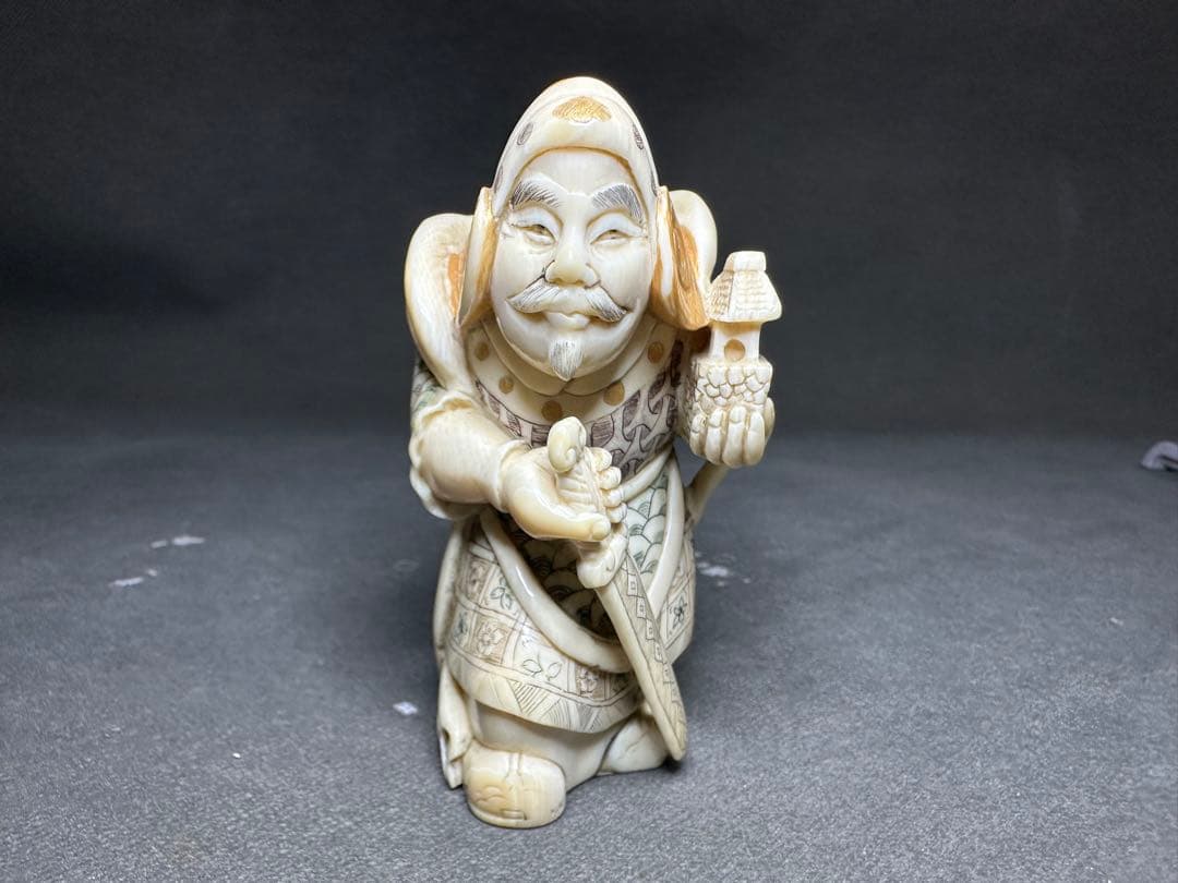 極上　天然素材　七福神　置物　根付　　アンティーク　和彫　骨董　飾り物　古美術品
