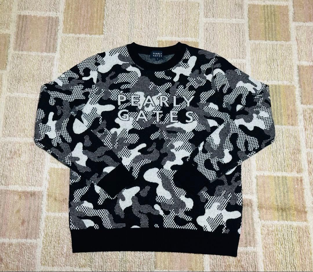 【極美品】PEARLY GATES 迷彩柄ジャガードニット サイズ1 秋冬ゴルフ