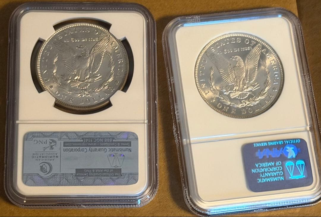 NGC社鑑定済　モルガンダラー　２枚　ms 63,65 1ドル　銀貨