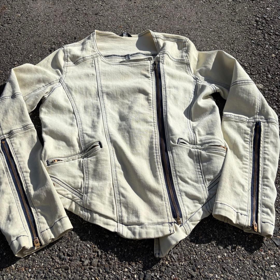 00s archive　ライダースジャケット ホワイト モード系　変形　ギミック