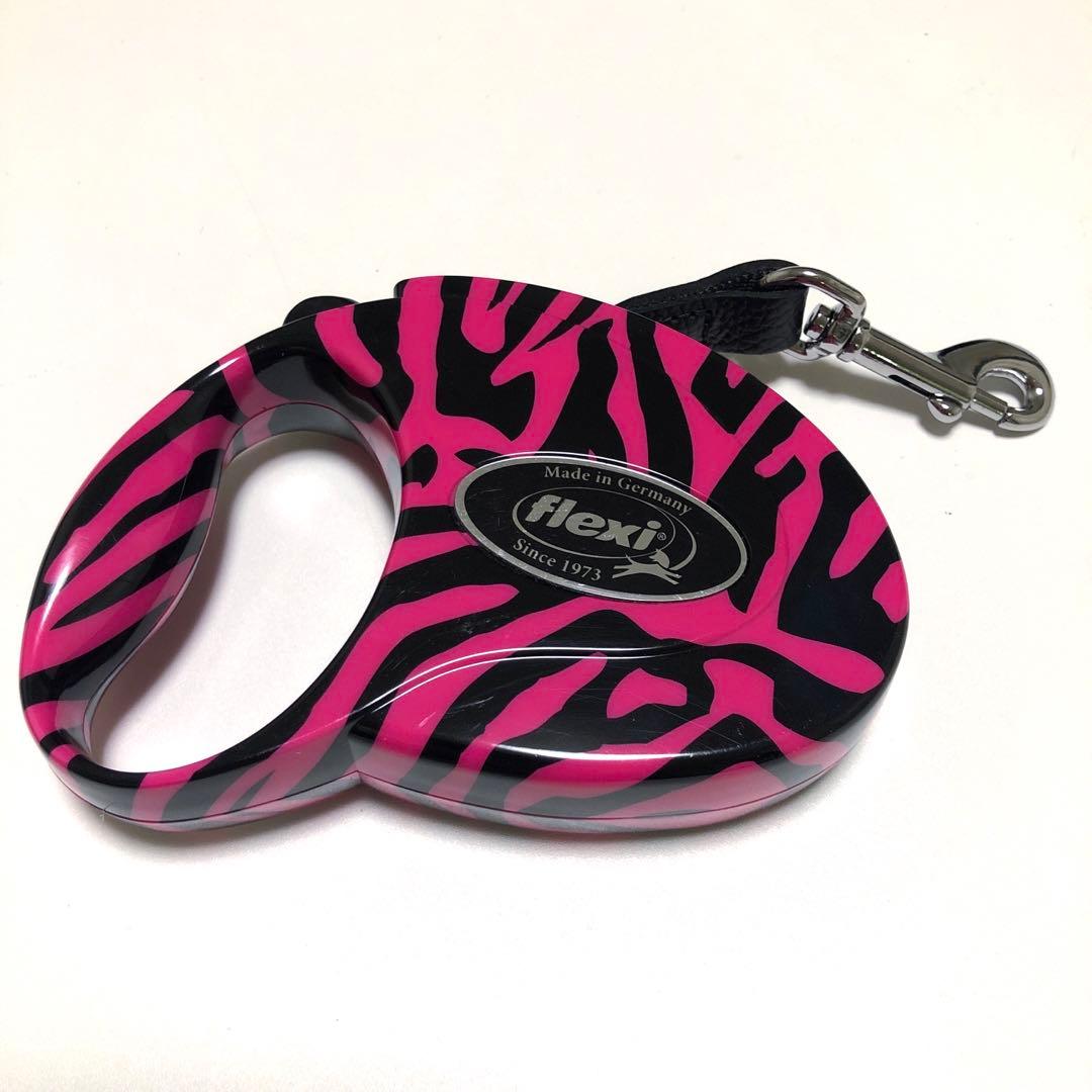 希少 flexi フレキシリード 3mリード ゼブラ柄 犬 ペット ピンク S