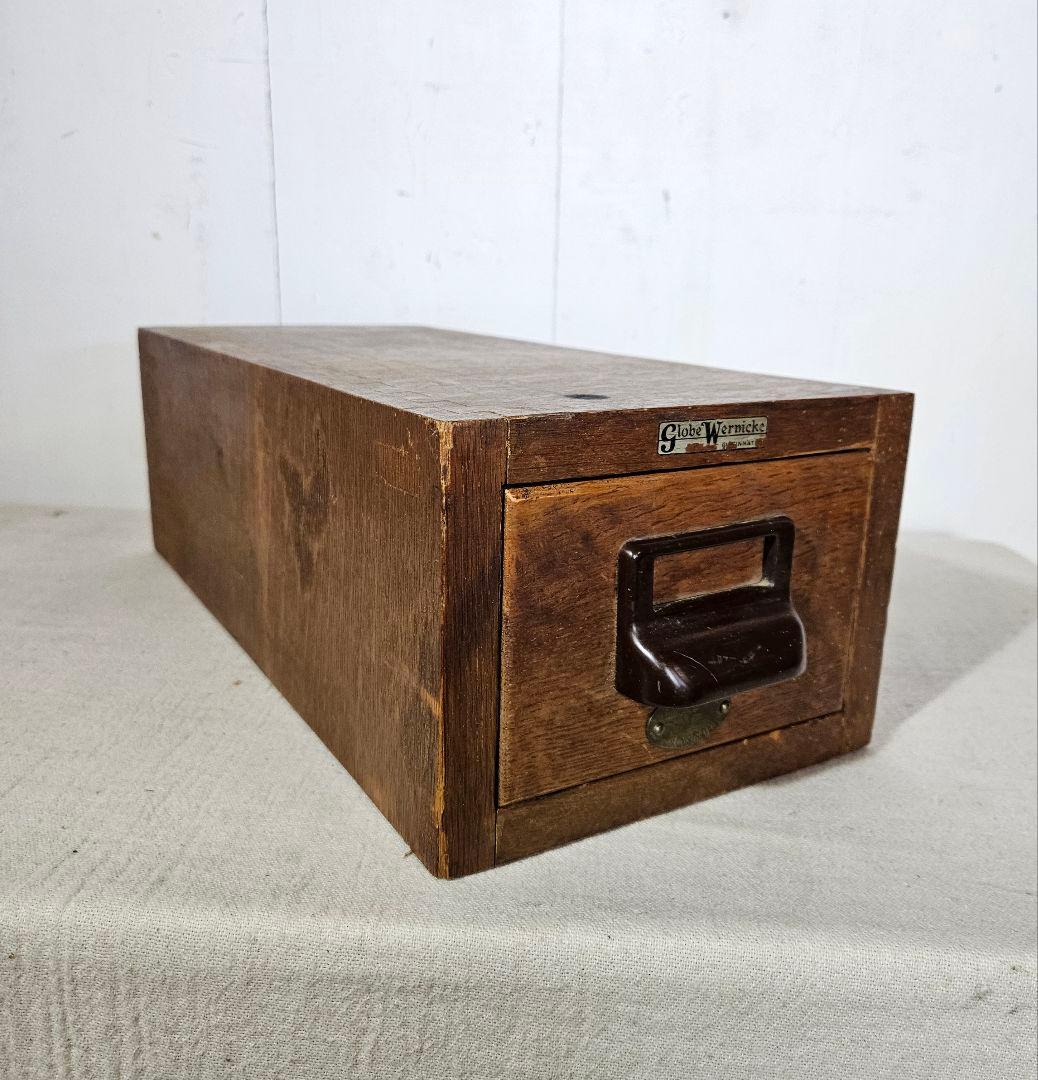 USアンティーク 木製のカードキャビネット ホルダー 卓上 書斎 引出 ドロワー