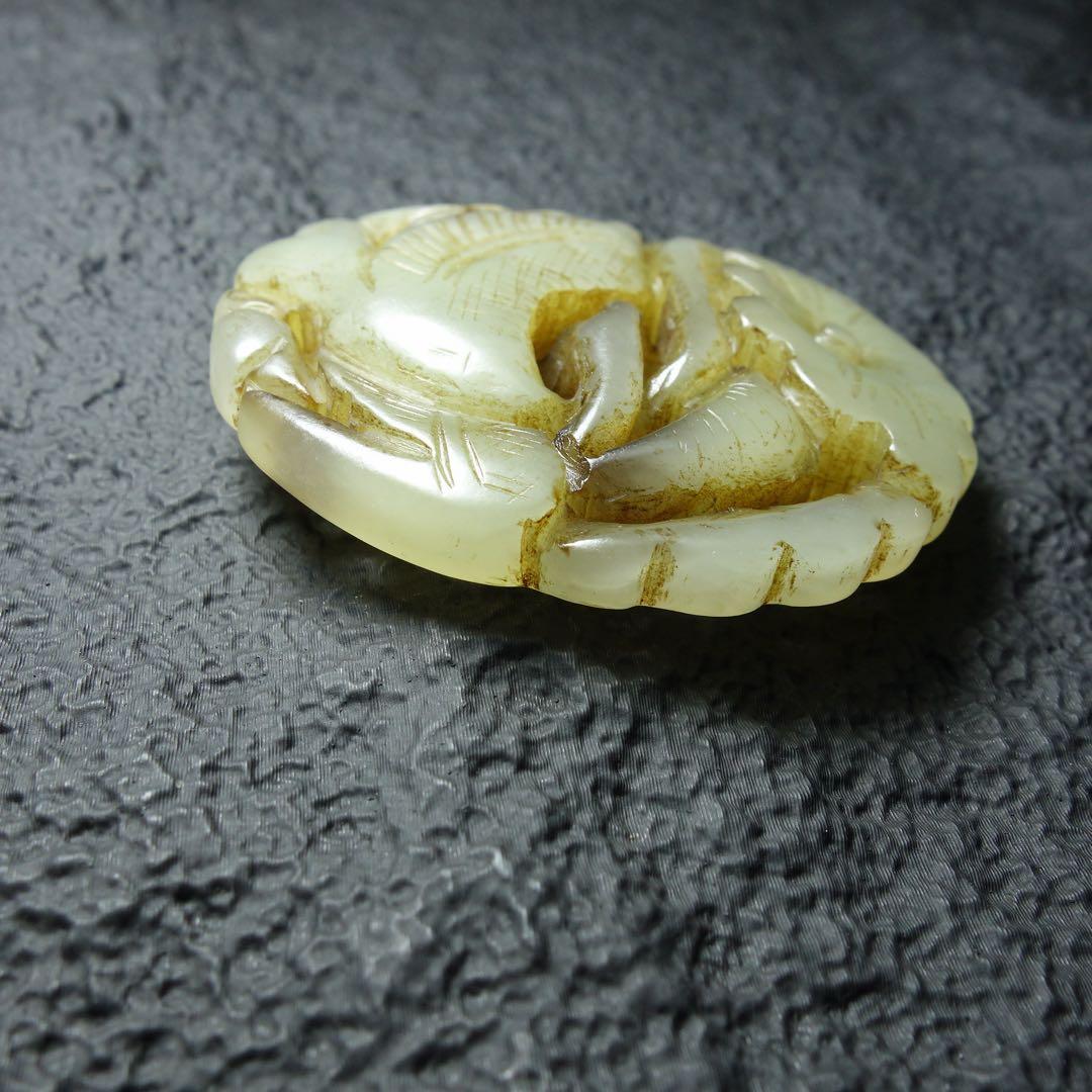 清時代 和田玉 天鵝 玉牌 中国古玉 彫刻 お守り 古美術 骨董 C1A208