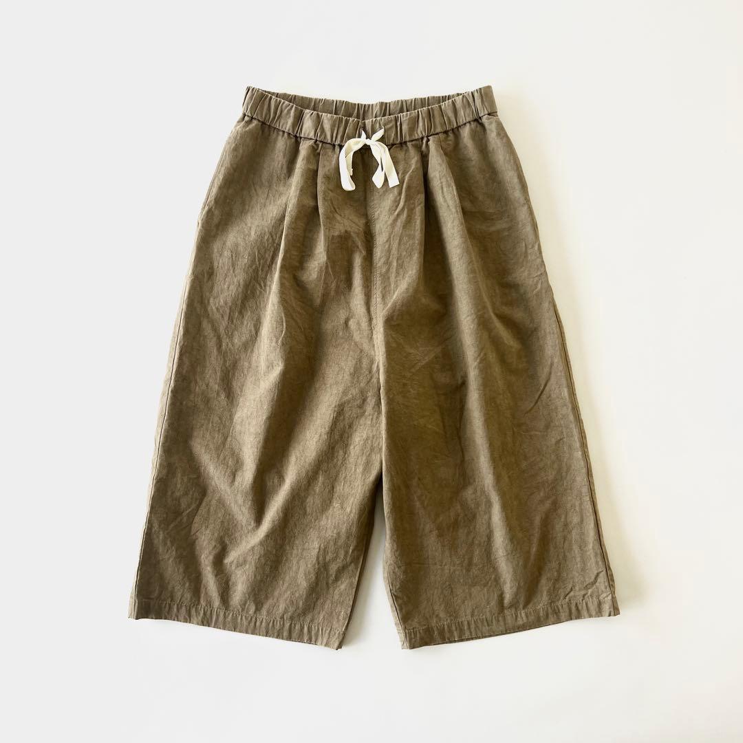 ガーゼ リネン ガウチョ フレア パンツ 無地