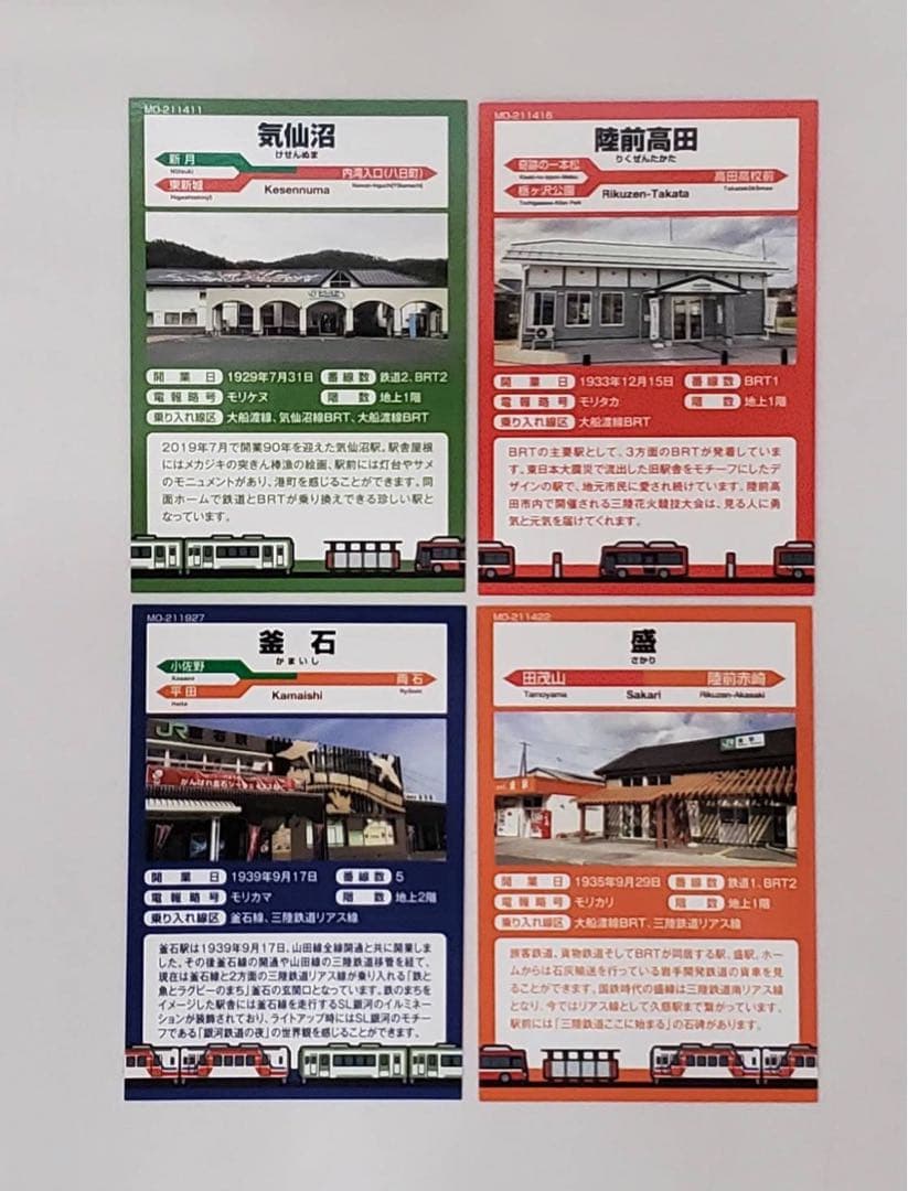 駅カード　三陸エリア コンプリート（台紙無）/ 秋田 新潟 横浜 仙台 盛岡