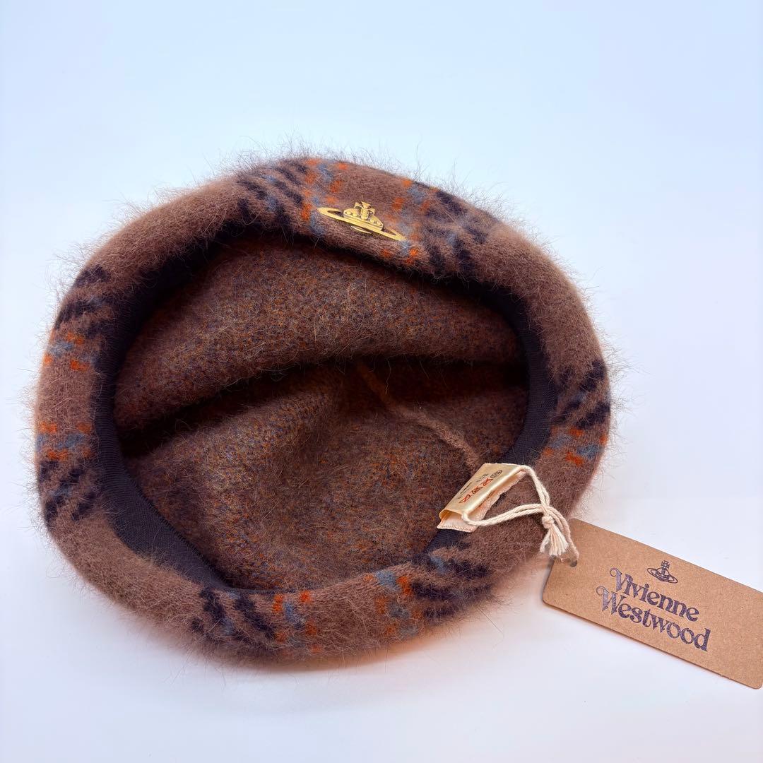 VIVIENNE WESTWOOD チェック　 ベレー帽 オーブ ボンボン レア
