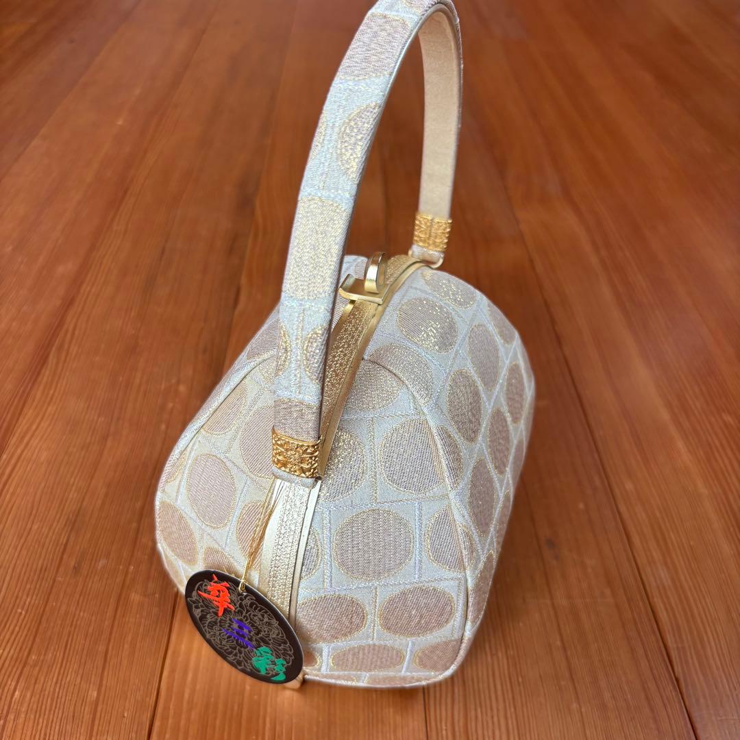 世美庵 和装 振袖用 バッグ・草履セット ゴールドカラー 日本製