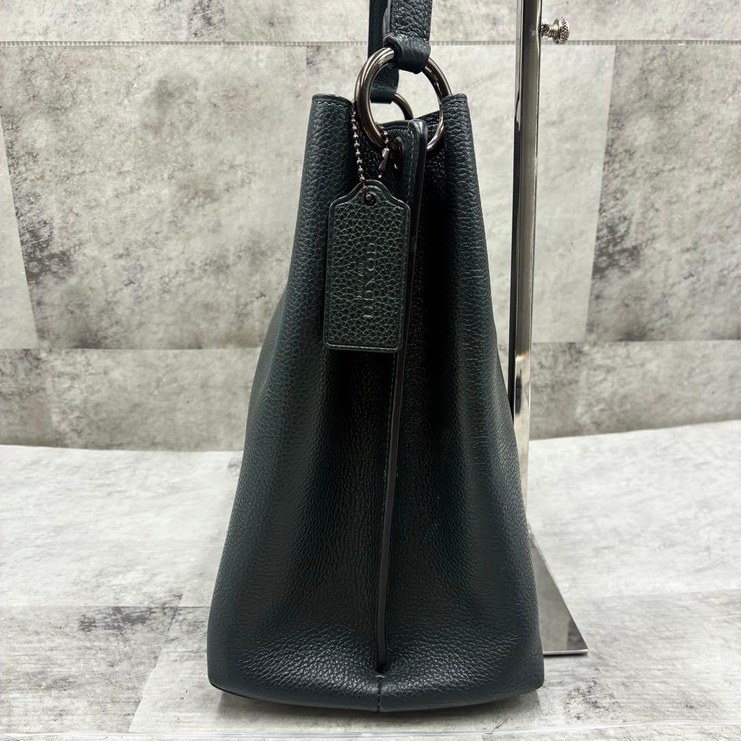 ✨美品✨コーチ　チャーリー　バケット　2way ターンロック　レザー　深緑