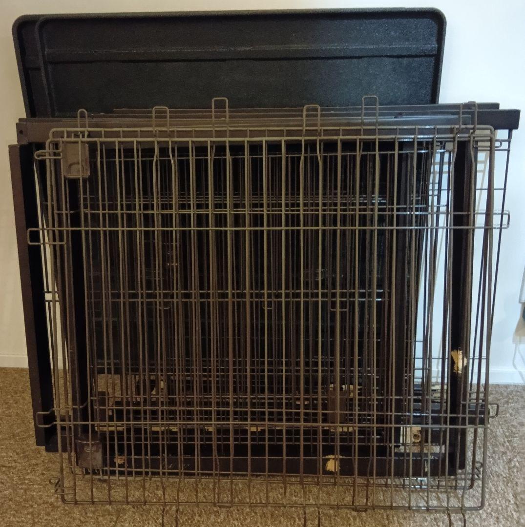 【室内のみ利用】<解体洗浄済>リッチェル 木製ペットサークル／ダークブラウン