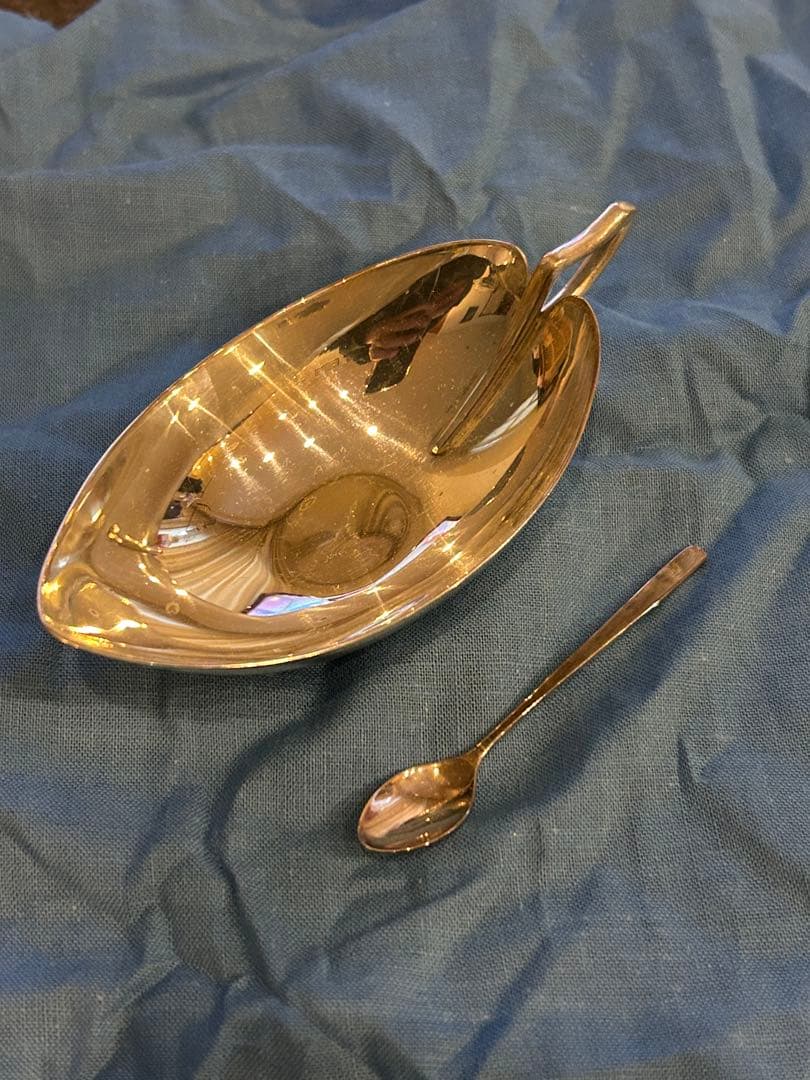 尚美堂　銀食器　若葉　さじ付　未使用品