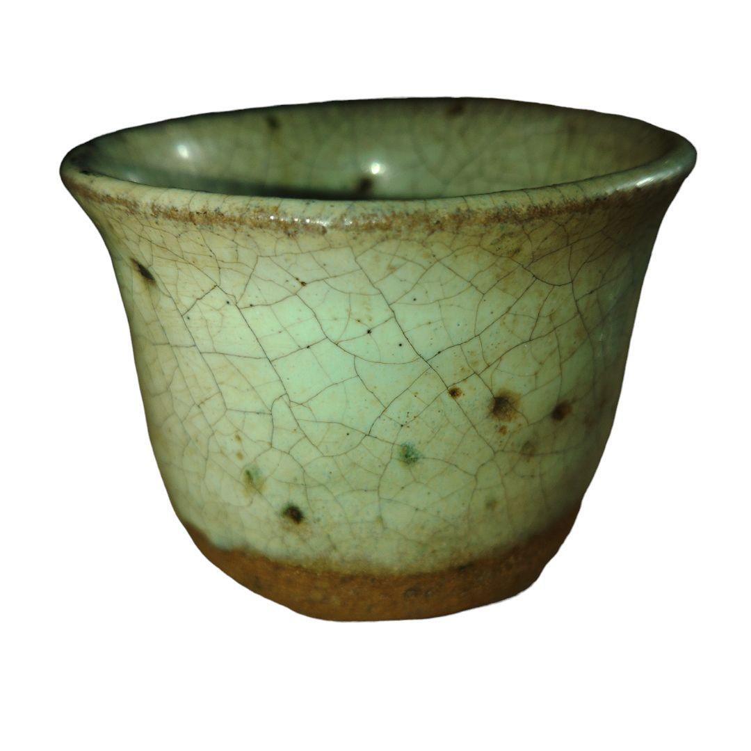 古唐津焼　桃山時代　岸嶽系　斑唐津ぐい呑み　木箱付き