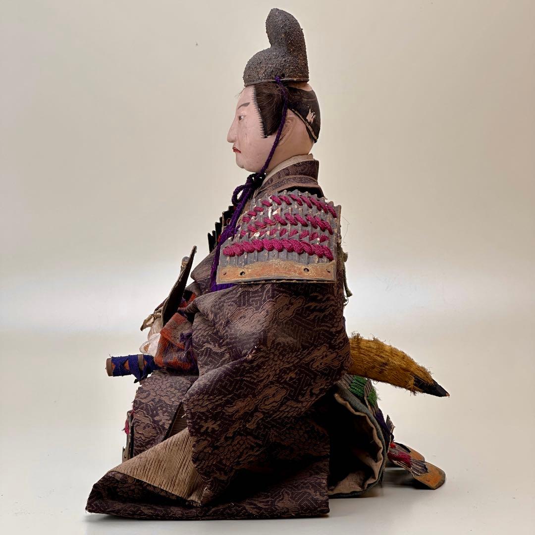 江戸〜明治時代　武者人形　鎧武者座り人形　高さ約32cm　古美術・骨董　骨董品