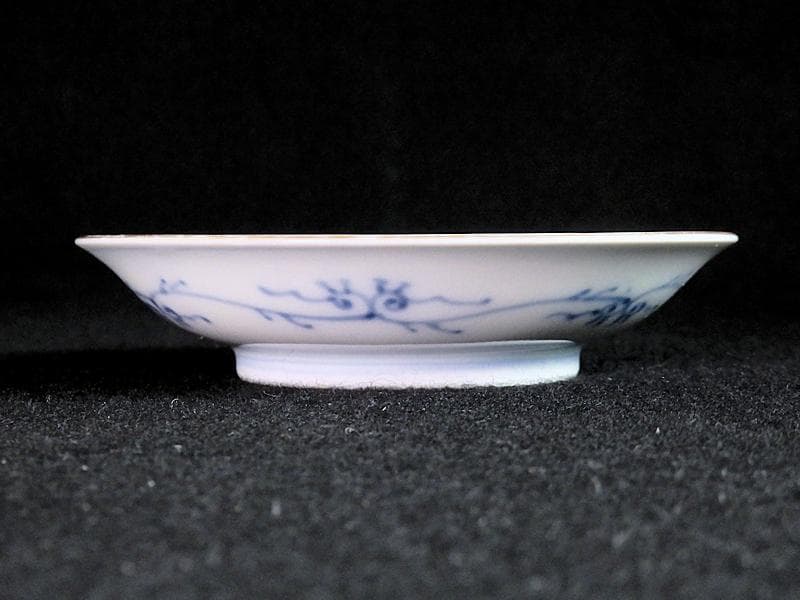 古伊万里　染錦　扇に蘭　蝶に撫子の図　４寸皿　５枚　D756AS-fbjc