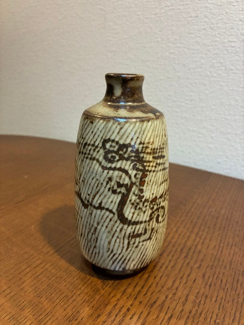 値下げ‼️酒器　人間国宝　島岡達三 昇龍徳利 石洞山人 絵付 共箱