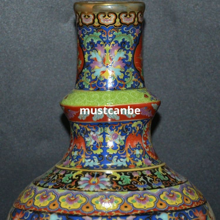 清雍正珐琅彩花鸟文描き金花瓶 景徳鎮 陶磁器 装飾品 現代工芸品 美術品 置物