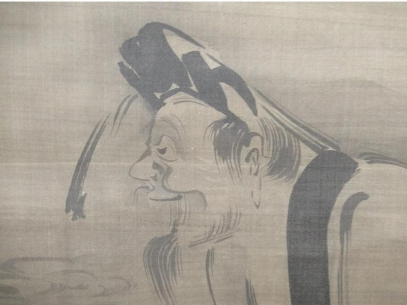 【真筆】★狩野探幽 『宮内卿法印』琴高仙人図 ★肉筆絹本 狩野派 検）雪舟