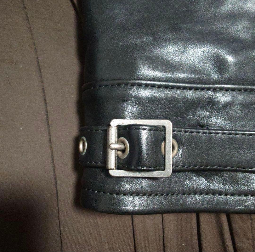 サンローランパリ　カフェレーサーレザーライダースジャケット42