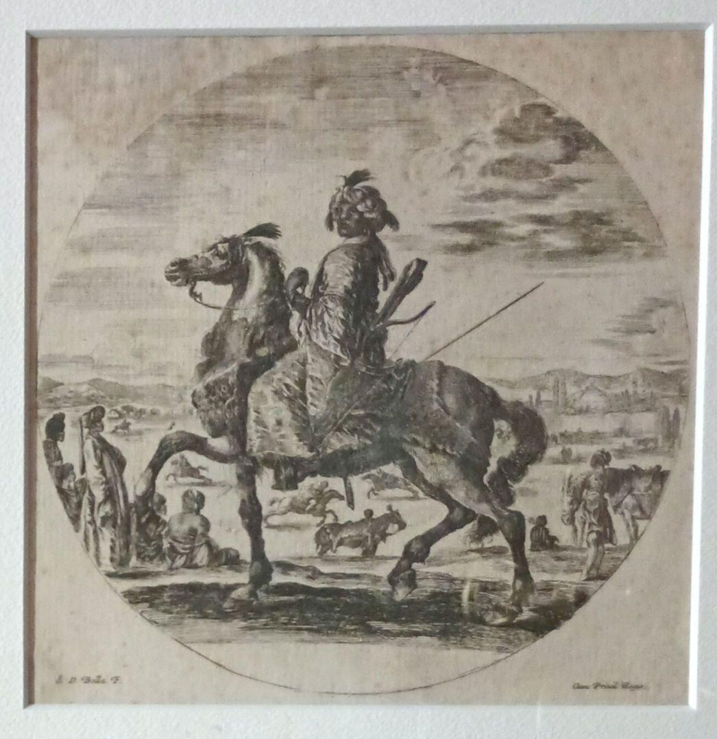 額装品　1640年頃　ステファノ・デラ・ベッラ　騎乗の戦士　稀少作品