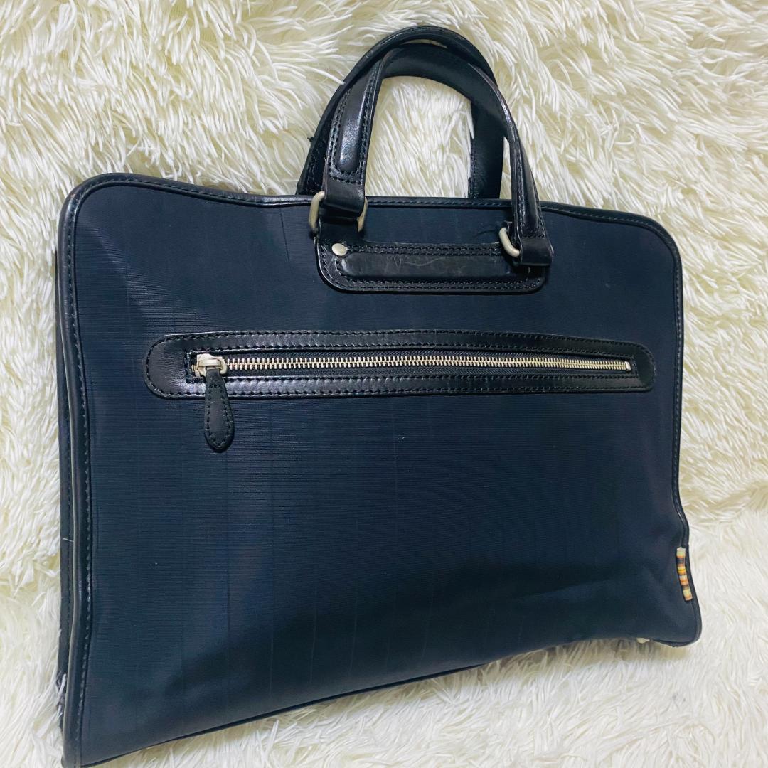 ポールスミス ストライプ ビジネスバッグ ブリーフケース　ブラック　A4可