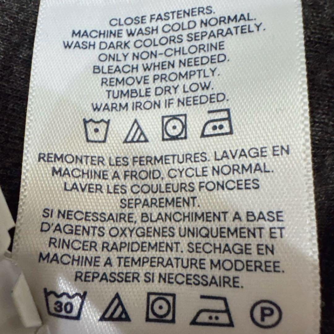 90s✨ランズエンド（XL）フルジップジャケット 本革トリム 裏地チェック灰色