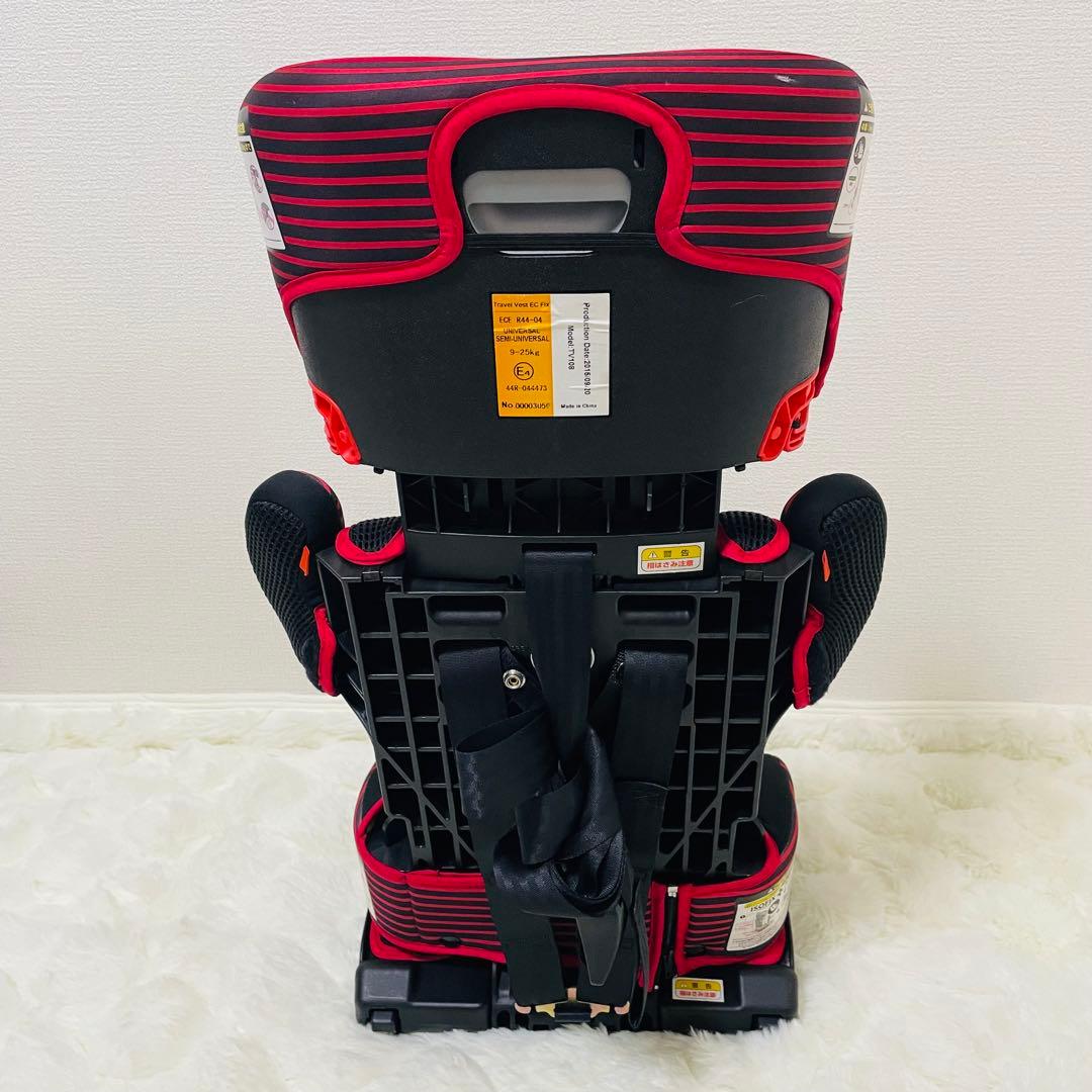 日本育児 トラベルベスト EC FIX ジュニアシート チャイルドシート 赤黒
