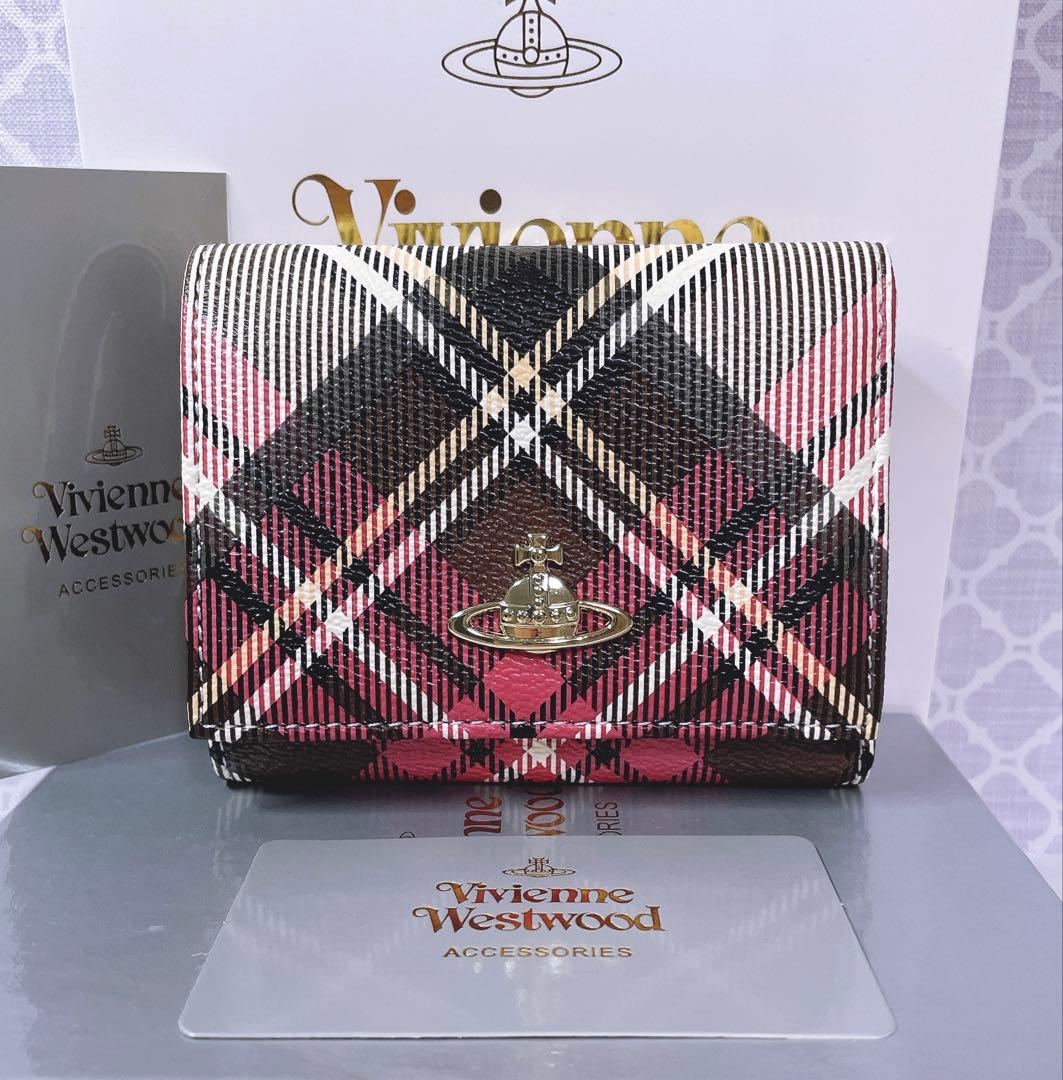 【可愛すぎ♡新品】可愛い ヴィヴィアン・ウエストウッド　三折財布 チェック