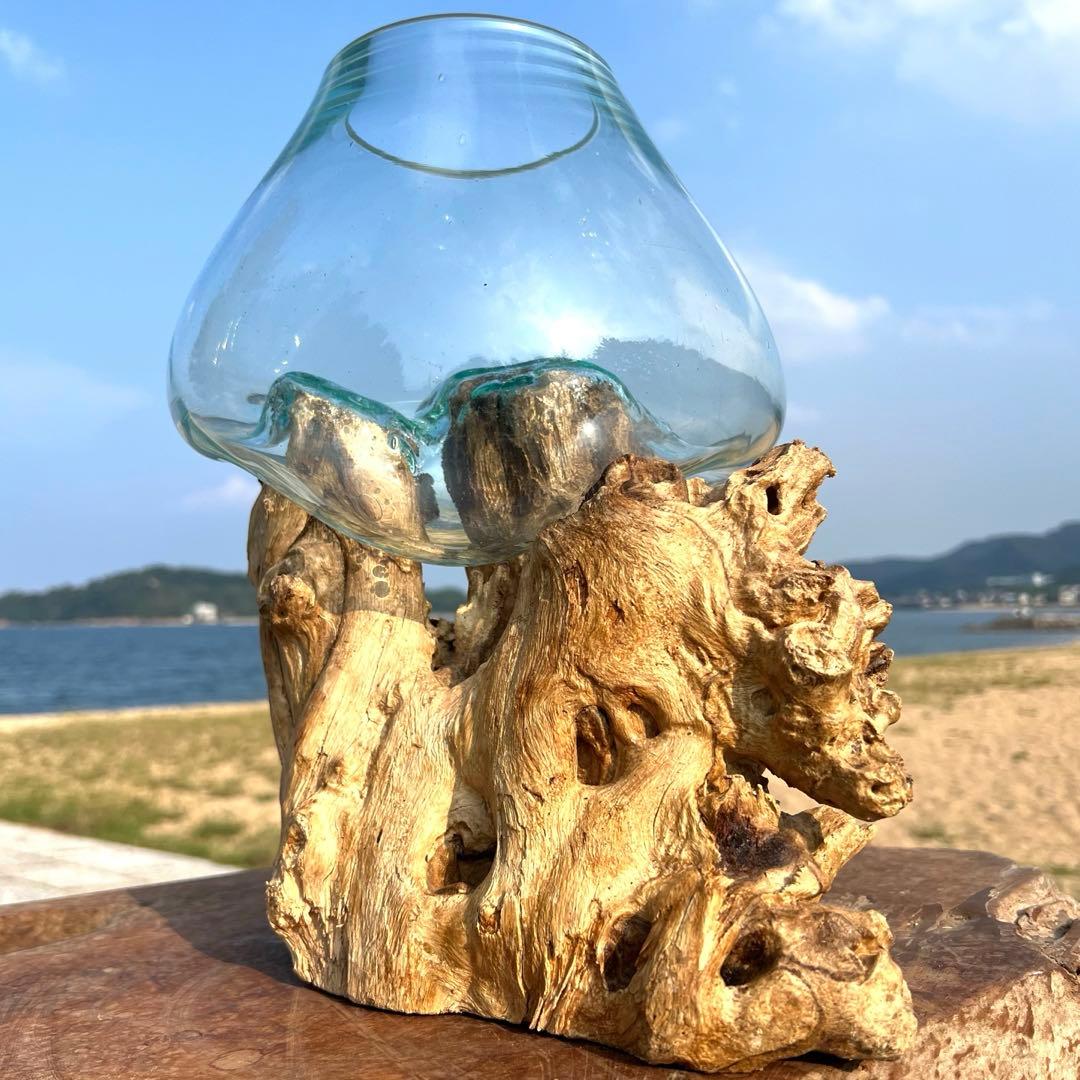 流木ガラスオブジェ特大G 花瓶 金魚鉢 テラリウム フラワーポット 水槽 アート