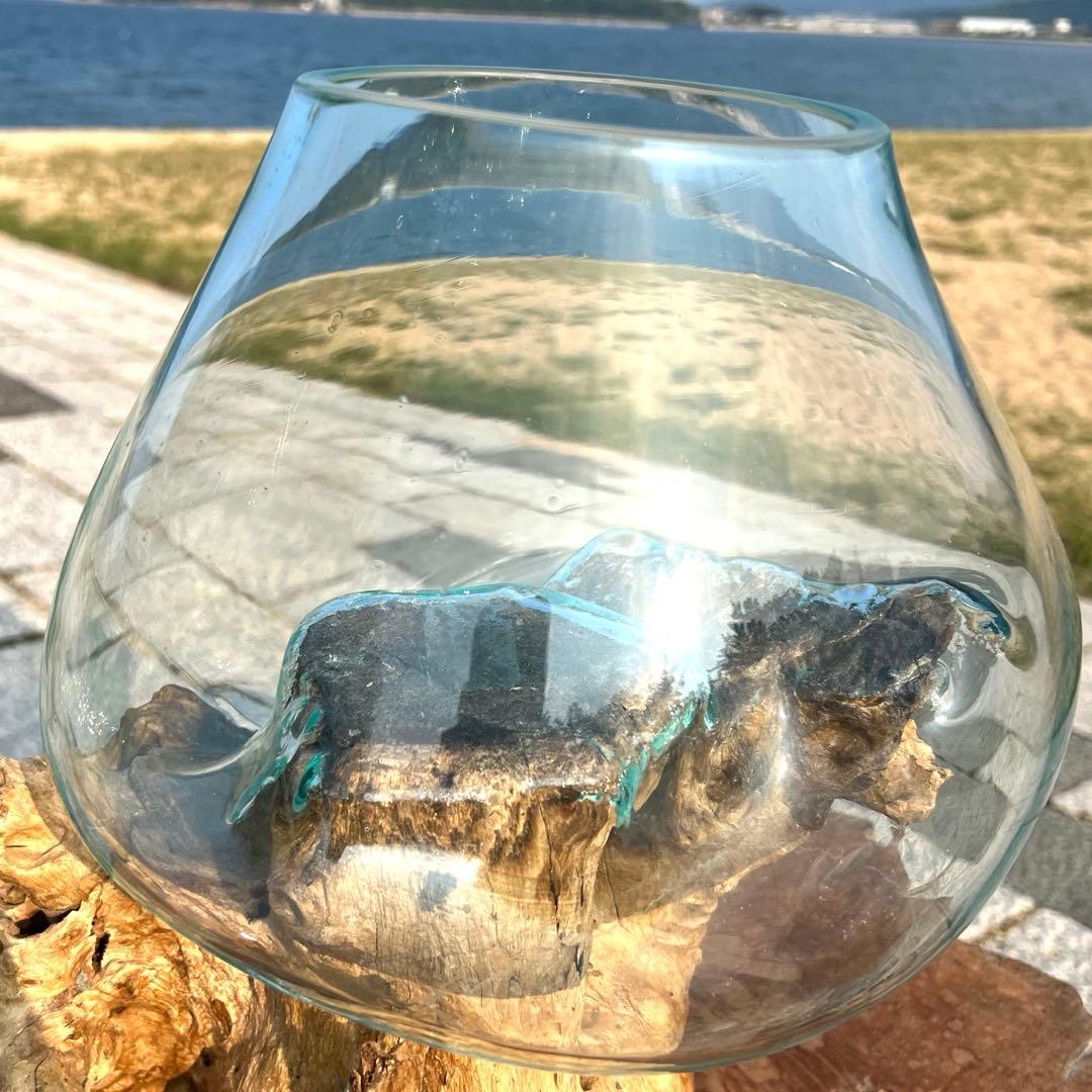 流木ガラスオブジェ特大G 花瓶 金魚鉢 テラリウム フラワーポット 水槽 アート