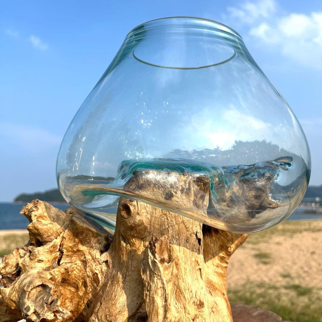 流木ガラスオブジェ特大G 花瓶 金魚鉢 テラリウム フラワーポット 水槽 アート