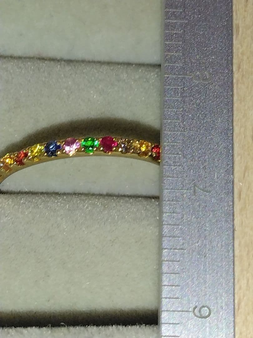 K18ゴールド ダイヤモンド&マルチカラー宝石 エタニティリング
