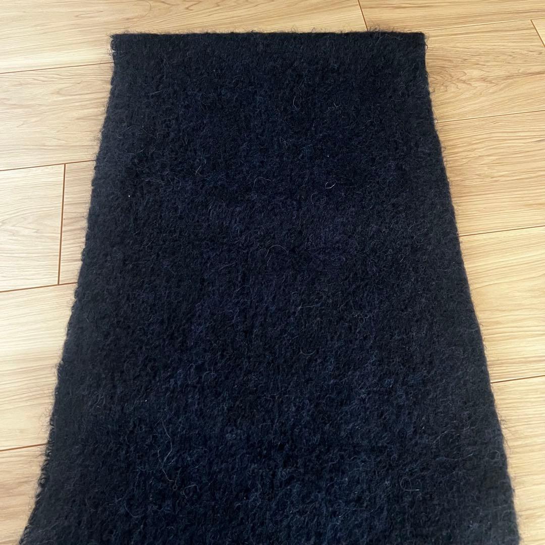 美品　MARNI マルニ ラベルロゴ アルパカ マフラー ネイビー　ブルー