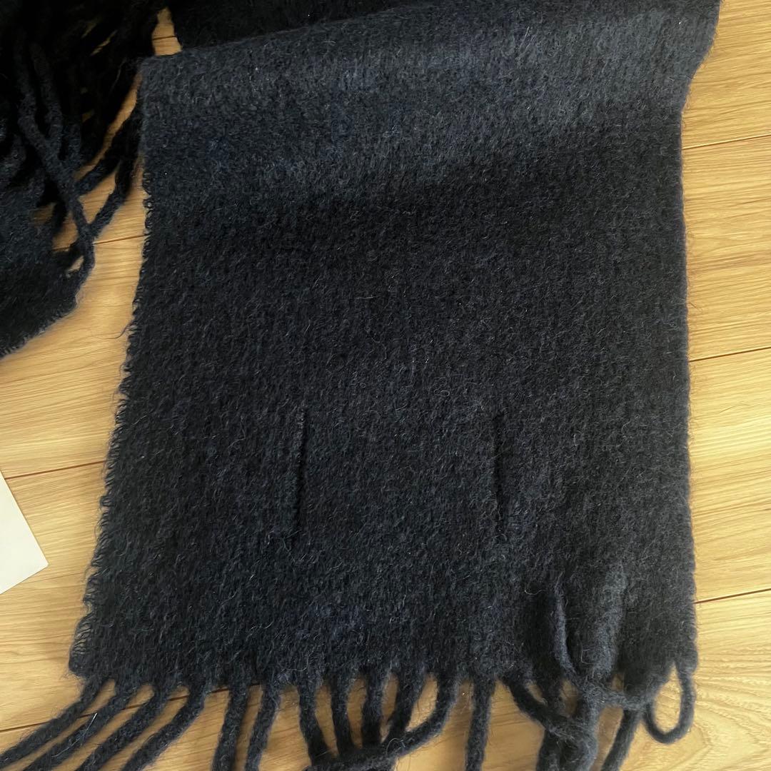 美品　MARNI マルニ ラベルロゴ アルパカ マフラー ネイビー　ブルー