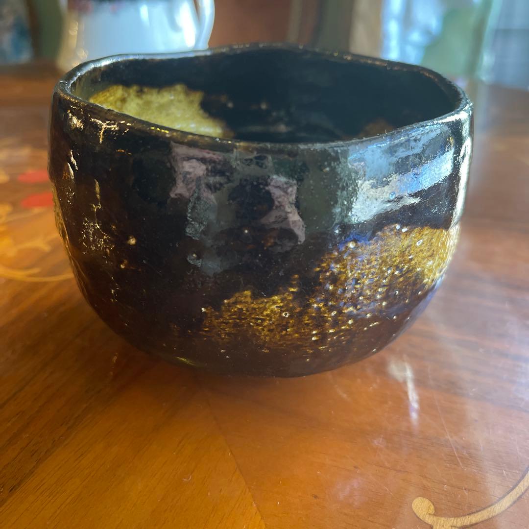 黒金の茶碗　茶道具 楽茶碗（らくちゃわん） 茶碗 黒楽 上 松楽