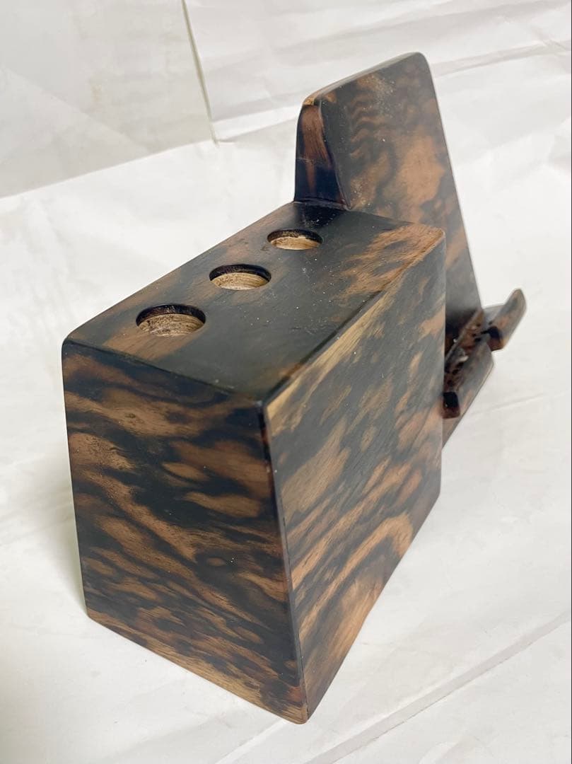 (確認用品) 黒柿一体型ペン立てスマホスタンド