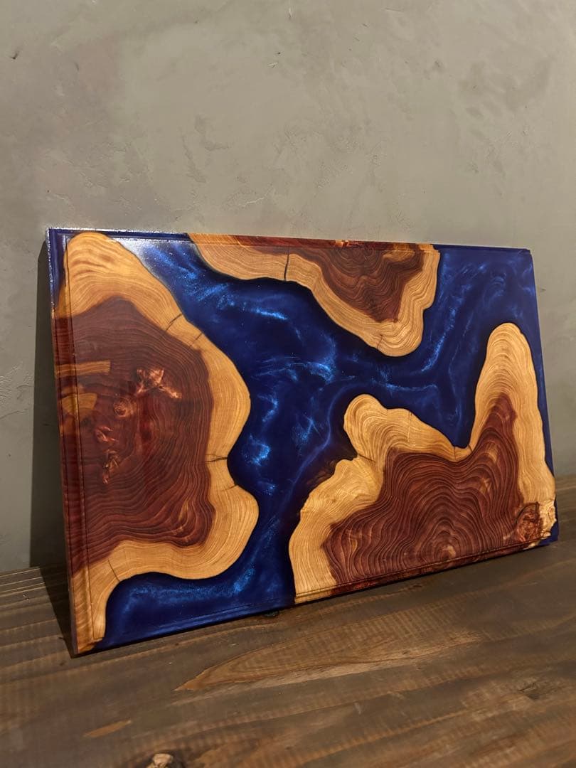 【貝塚伊吹×レジン】レジンボード/植物台/ウッドレジン/台座/パープル