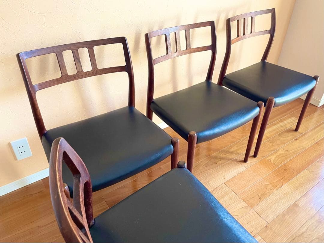 ダイニングチェア4脚デンマークニールス・モラー チーク材 椅子　大塚家具リペア③